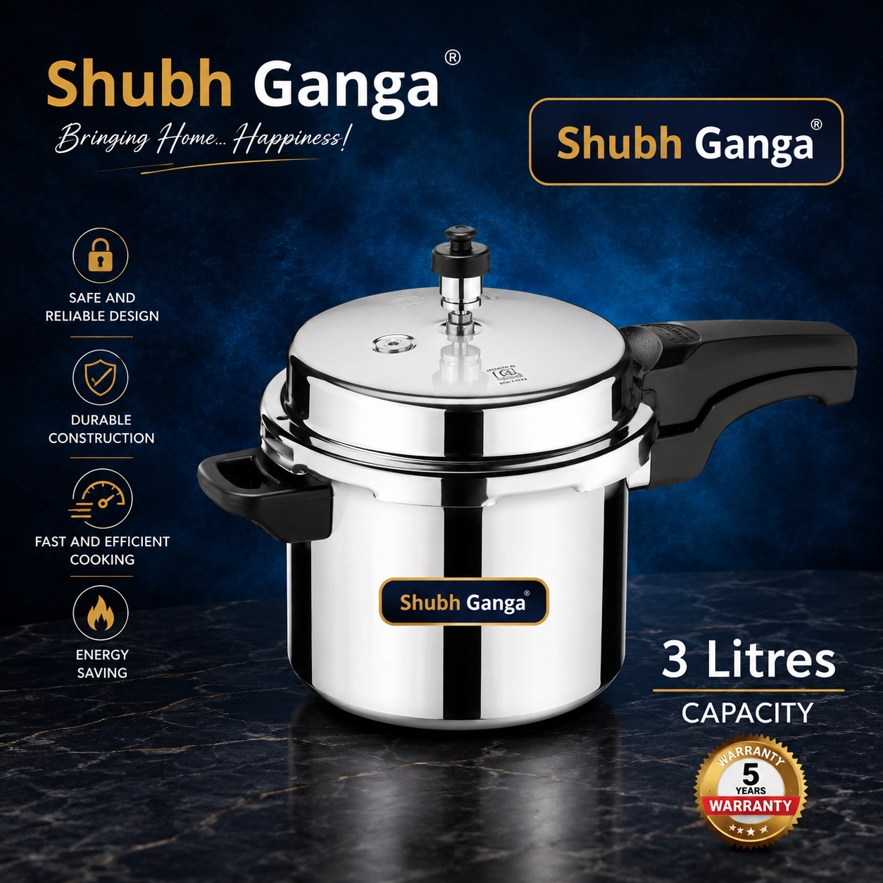 Shubh Ganga 3 Litre Aluminium Pressure Cooker
